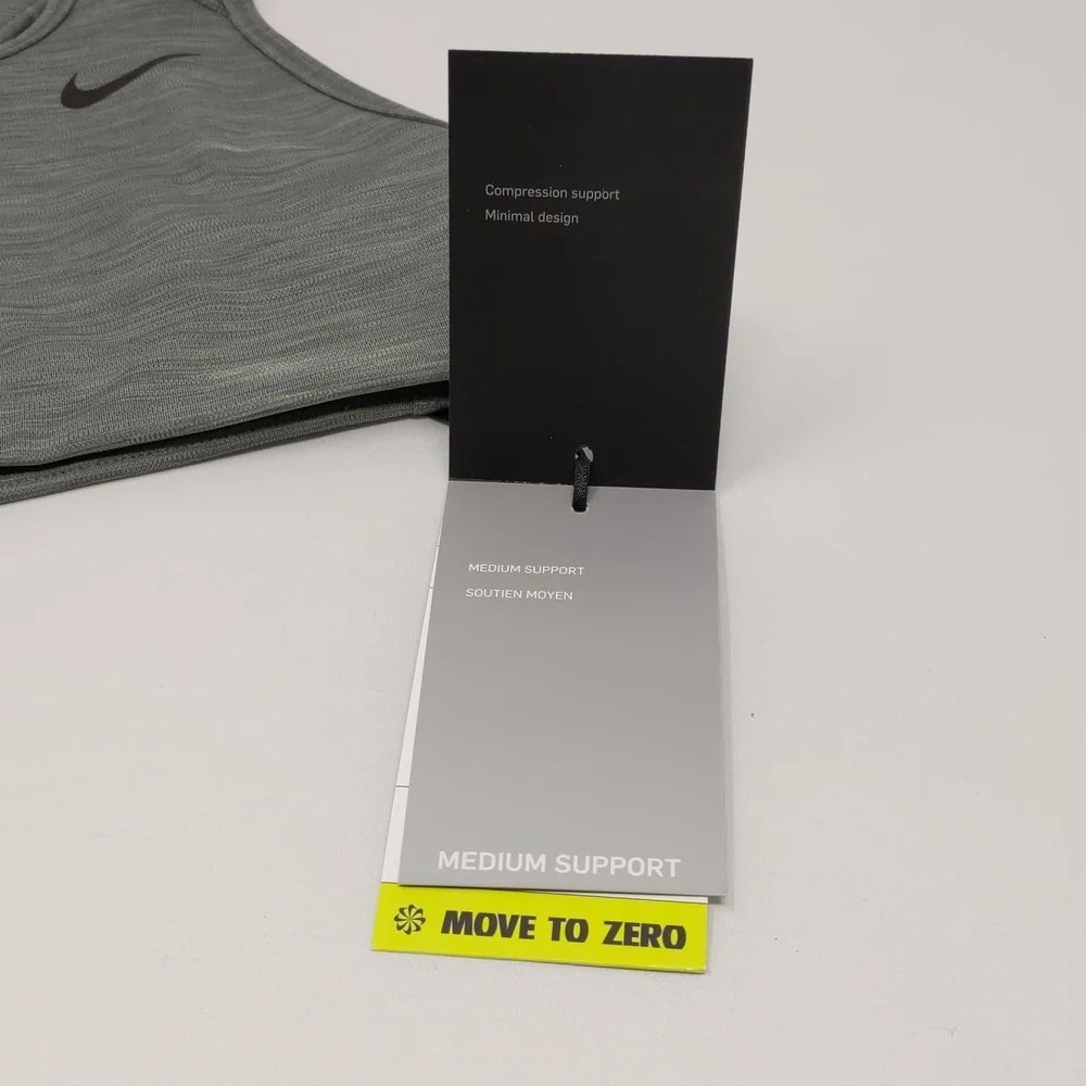 Nike Swoosh Bra Medium Support Compression Support Dri-Fit Size XS Gray NEW